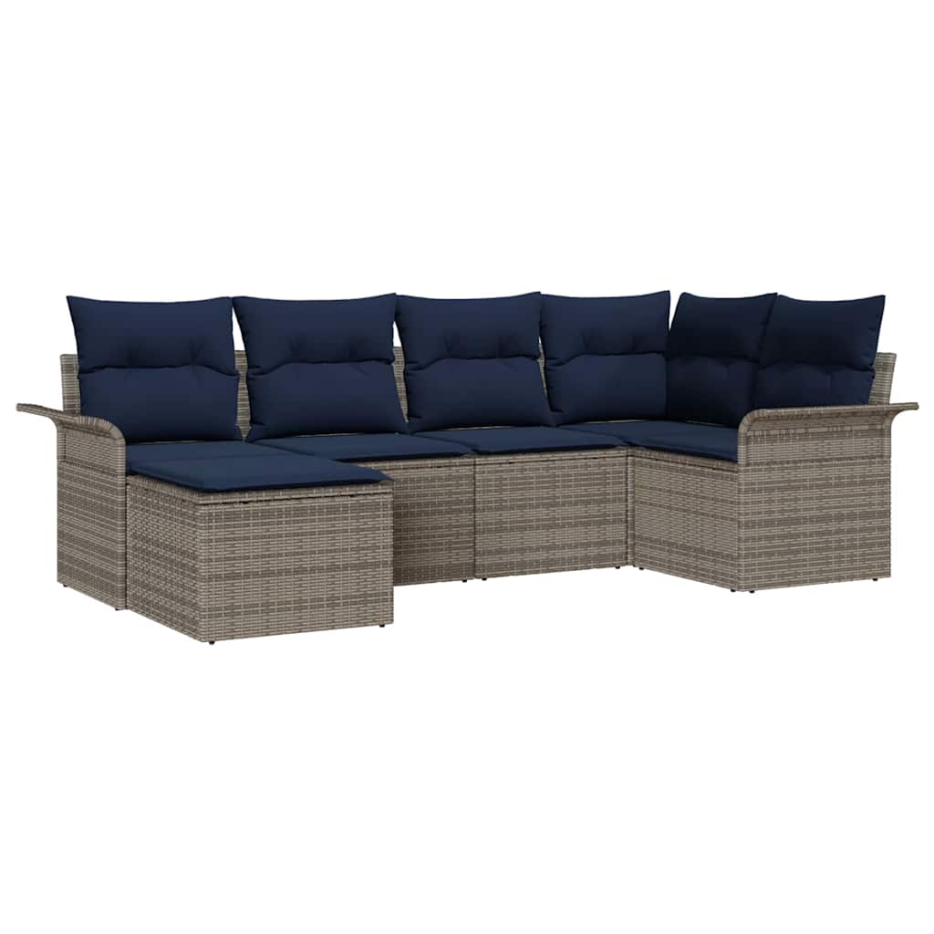 Havesofa Sæt 6 stk. Grå polyrattan