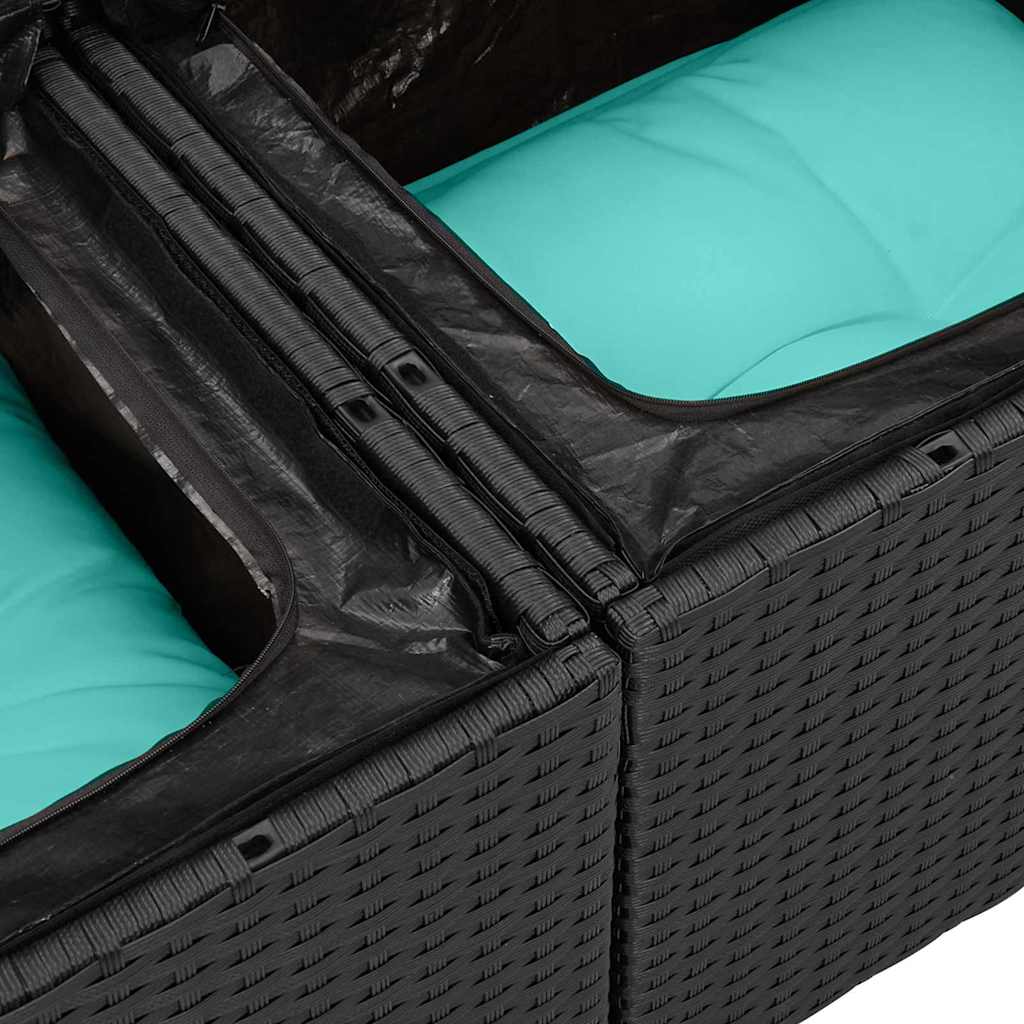 Havesofa Sæt 6 stk. Sort polyrattan