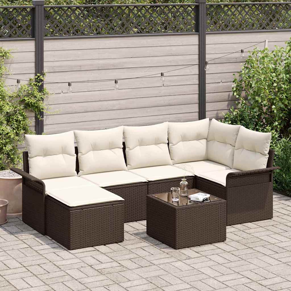 Havesofa Sæt 7 stk. Brun polyrattan