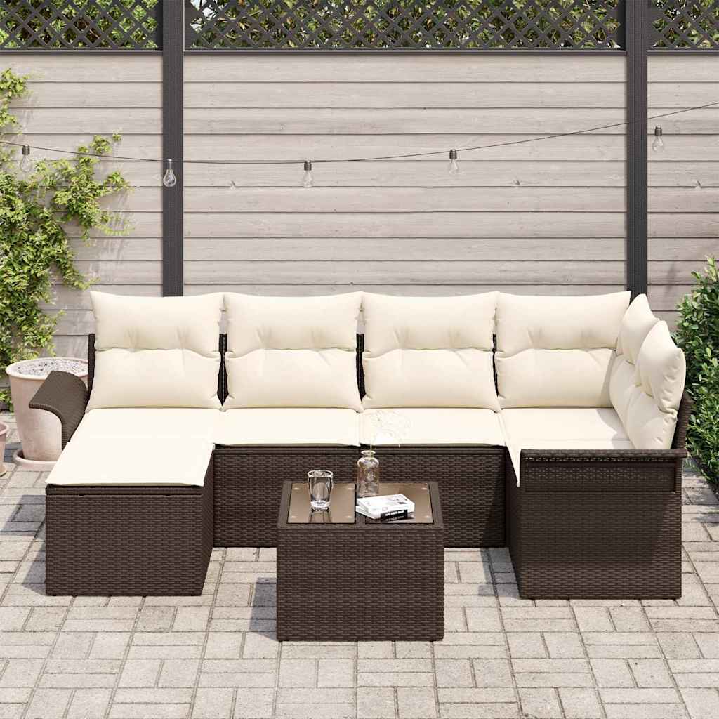 Havesofa Sæt 7 stk. Brun polyrattan
