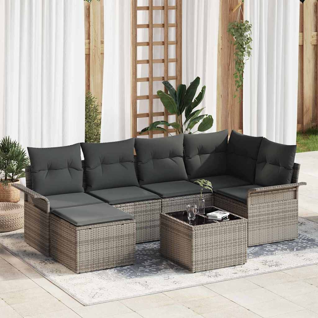 Havesofa Sæt 7 stk. Grå polyrattan