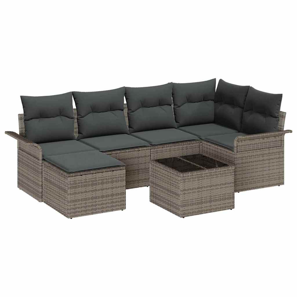 Havesofa Sæt 7 stk. Grå polyrattan