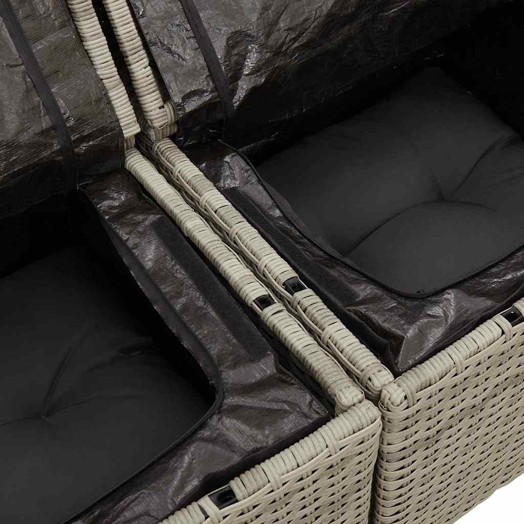 Havesofa Sæt 7 stk. Lysegrå polyrattan