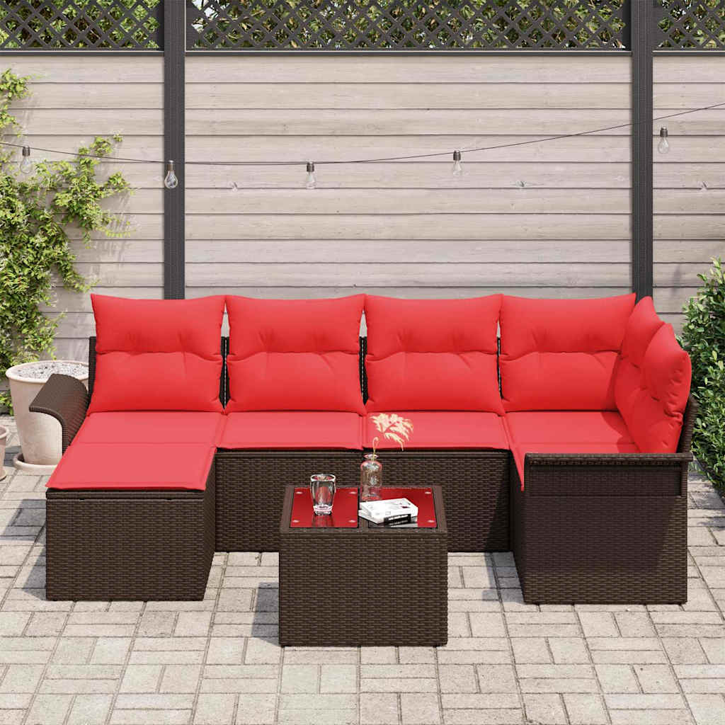 Havesofa Sæt 7 stk. Brun polyrattan
