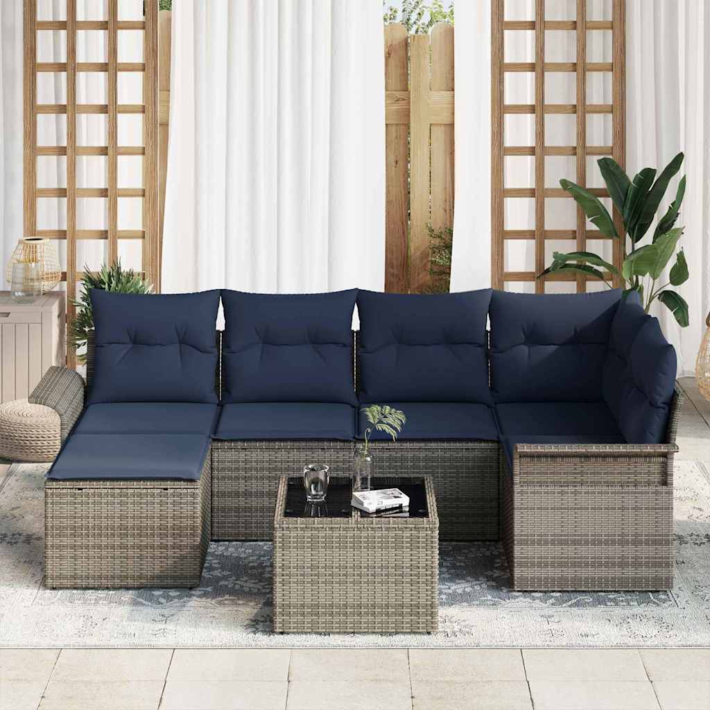 Havesofa Sæt 7 stk. Grå polyrattan