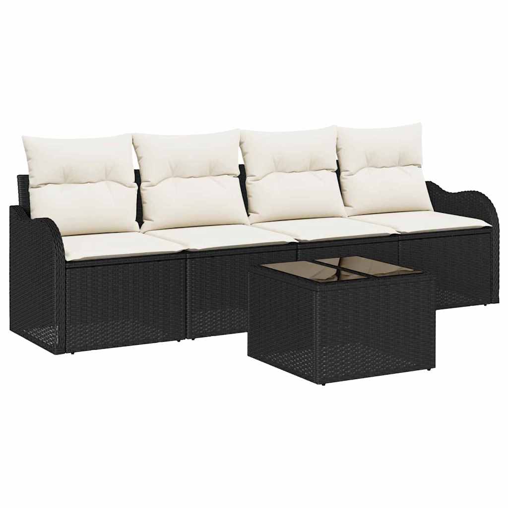 Havesofa Sæt 5 stk. 4-Antal sæder Sort og Cream polyrattan