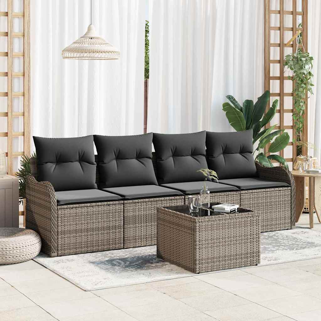 Havesofa Sæt 5 stk. 4-Antal sæder Grå polyrattan