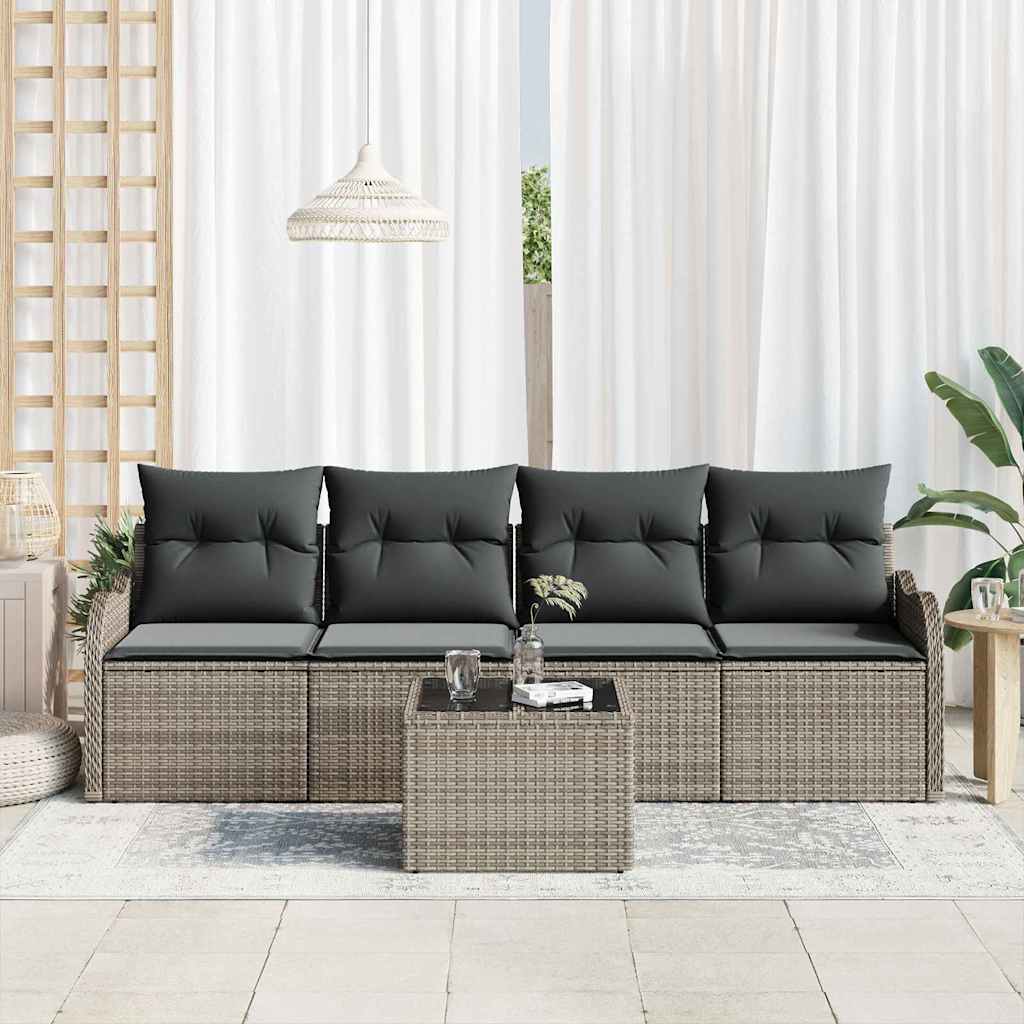 Havesofa Sæt 5 stk. 4-Antal sæder Grå polyrattan
