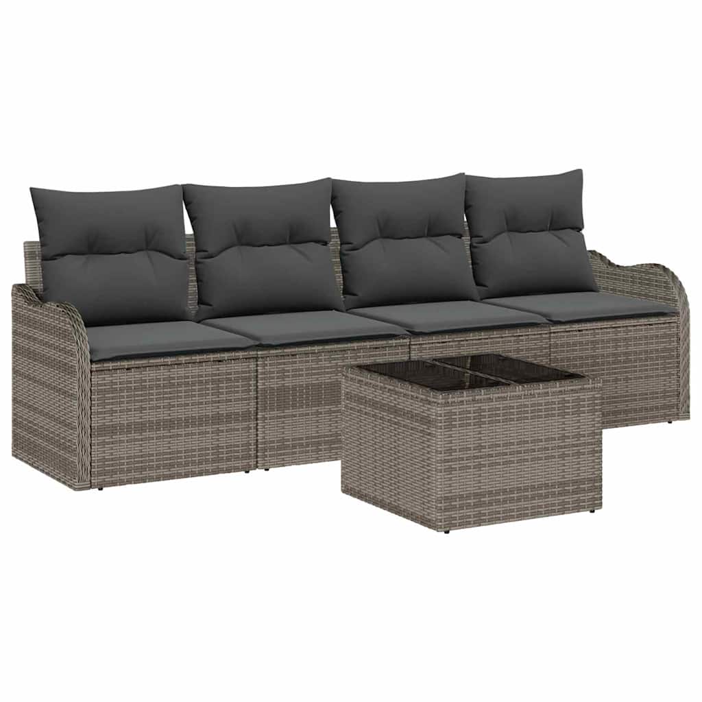 Havesofa Sæt 5 stk. 4-Antal sæder Grå polyrattan