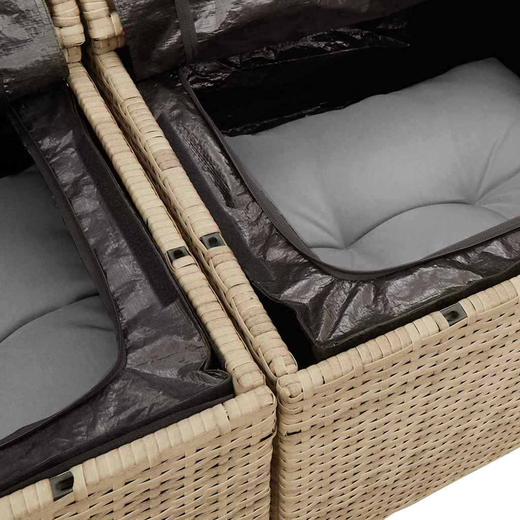 Havesofa Sæt 5 stk. 4-Antal sæder Beige og grå polyrattan