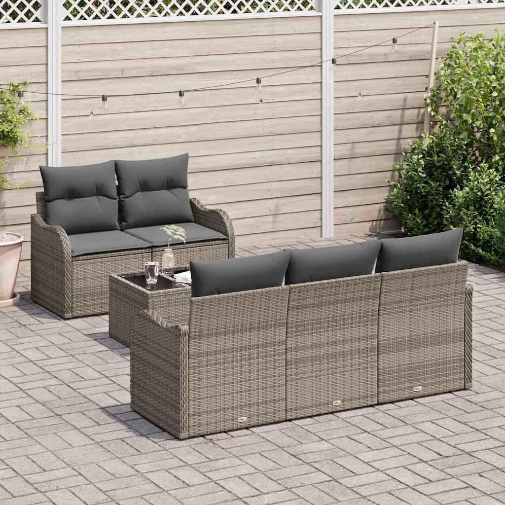 Havesofa Sæt 6 stk. 5-Antal sæder Grå polyrattan