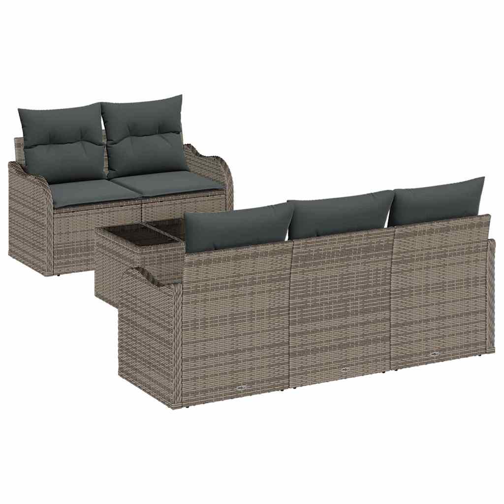 Havesofa Sæt 6 stk. 5-Antal sæder Grå polyrattan