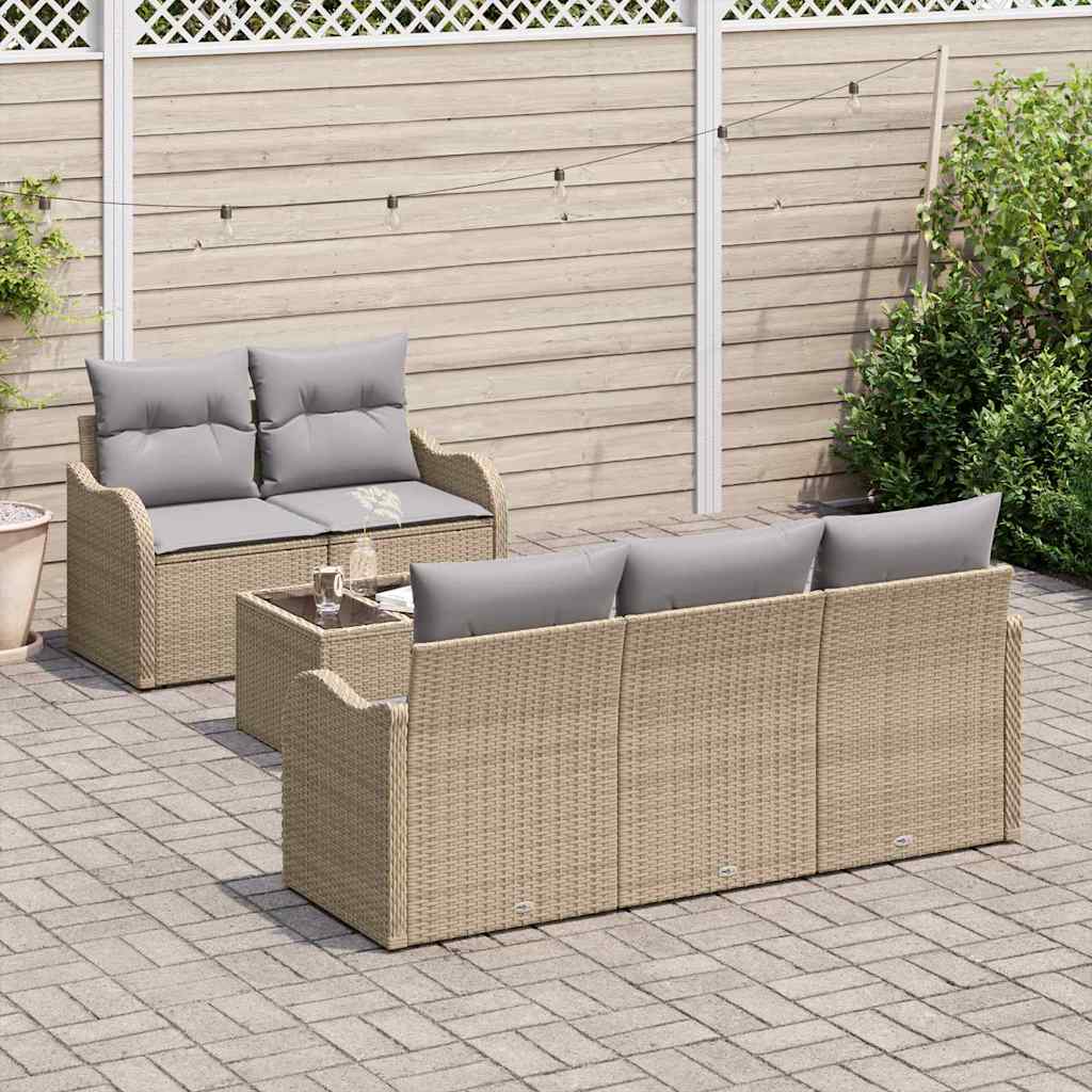 Havesofa Sæt 6 stk. 5-Antal sæder Beige og grå polyrattan