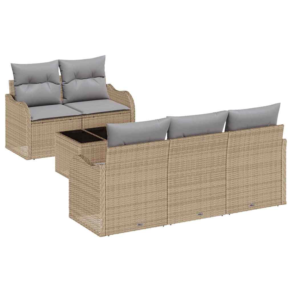 Havesofa Sæt 6 stk. 5-Antal sæder Beige og grå polyrattan