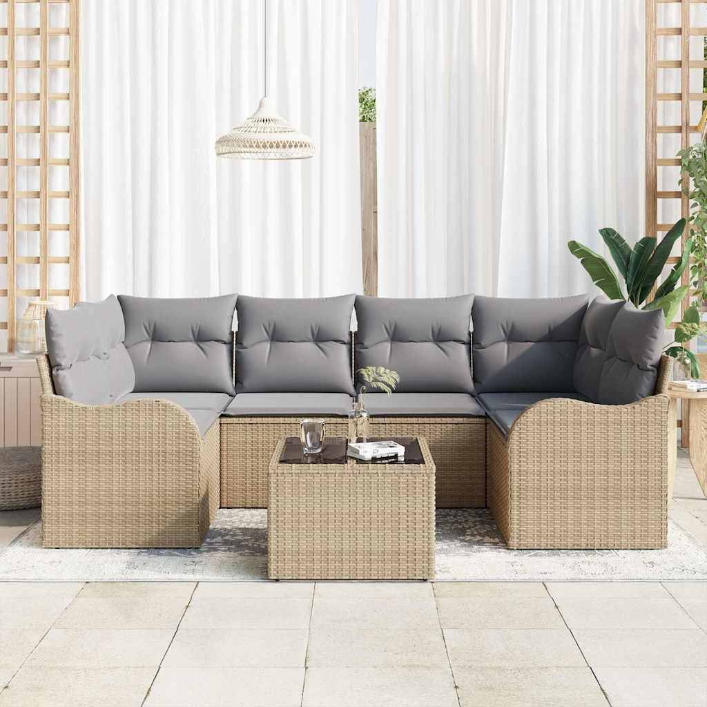 Havesofa Sæt 7 stk. 6-Antal sæder Beige og grå