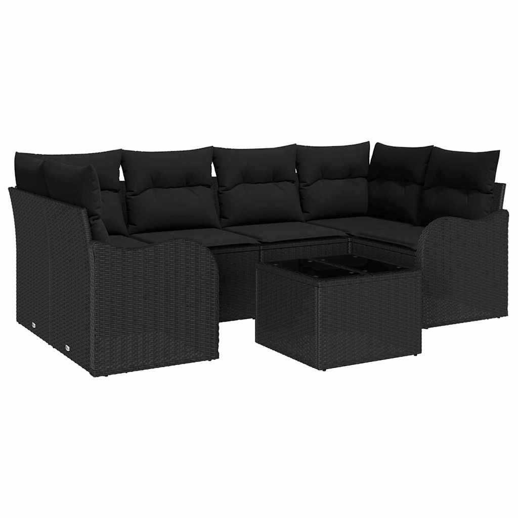 Havesofa Sæt 7 stk. 6-Antal sæder Sort