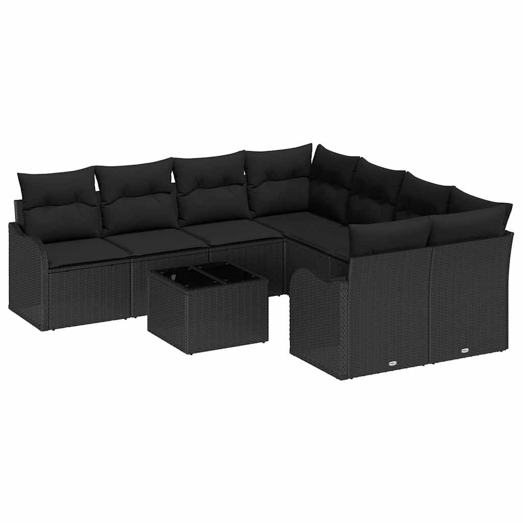Havesofa Sæt 9 stk. 8-Antal sæder Sort