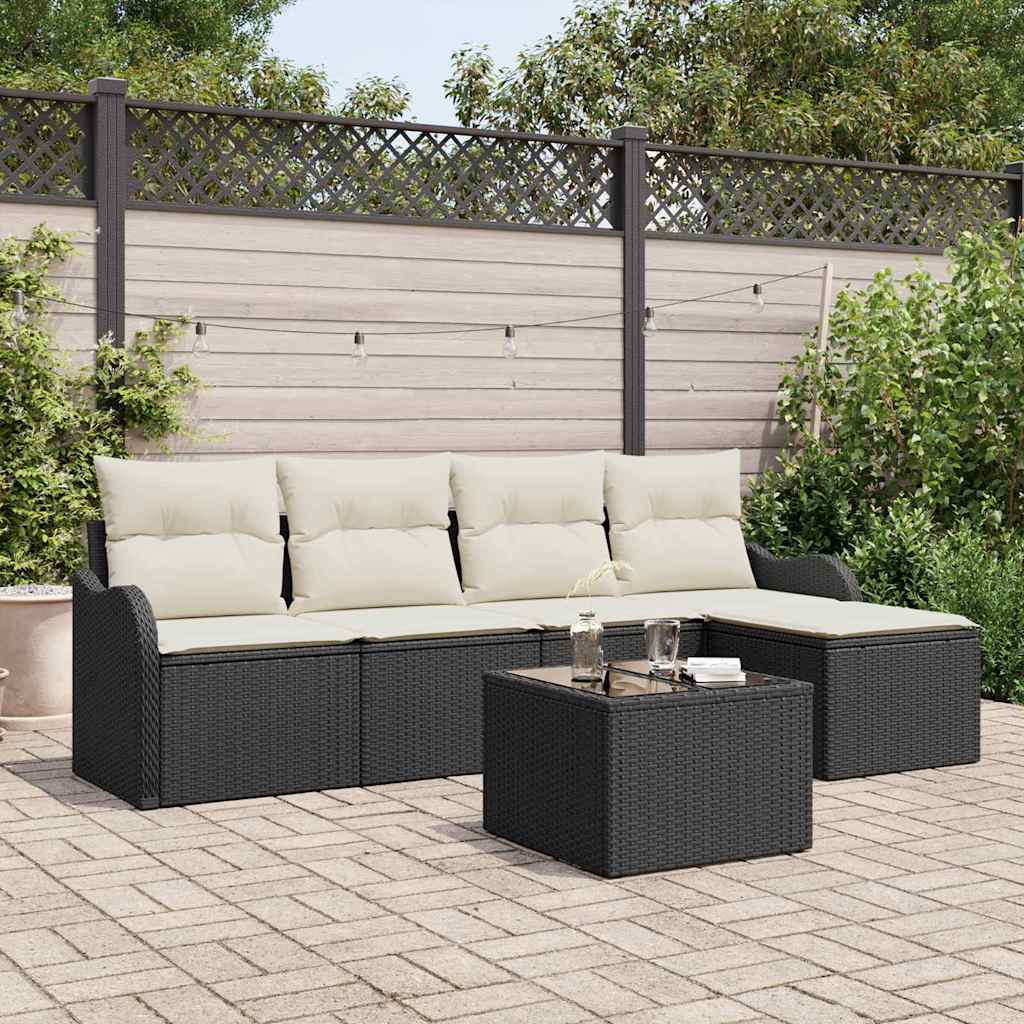 Havesofa Sæt 6 stk. Sort og Hvid polyrattan