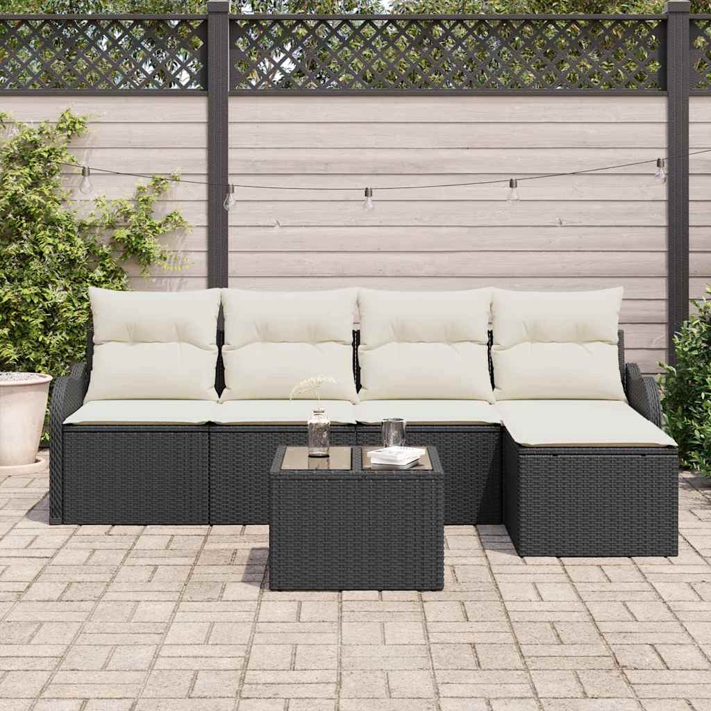 Havesofa Sæt 6 stk. Sort og Hvid polyrattan