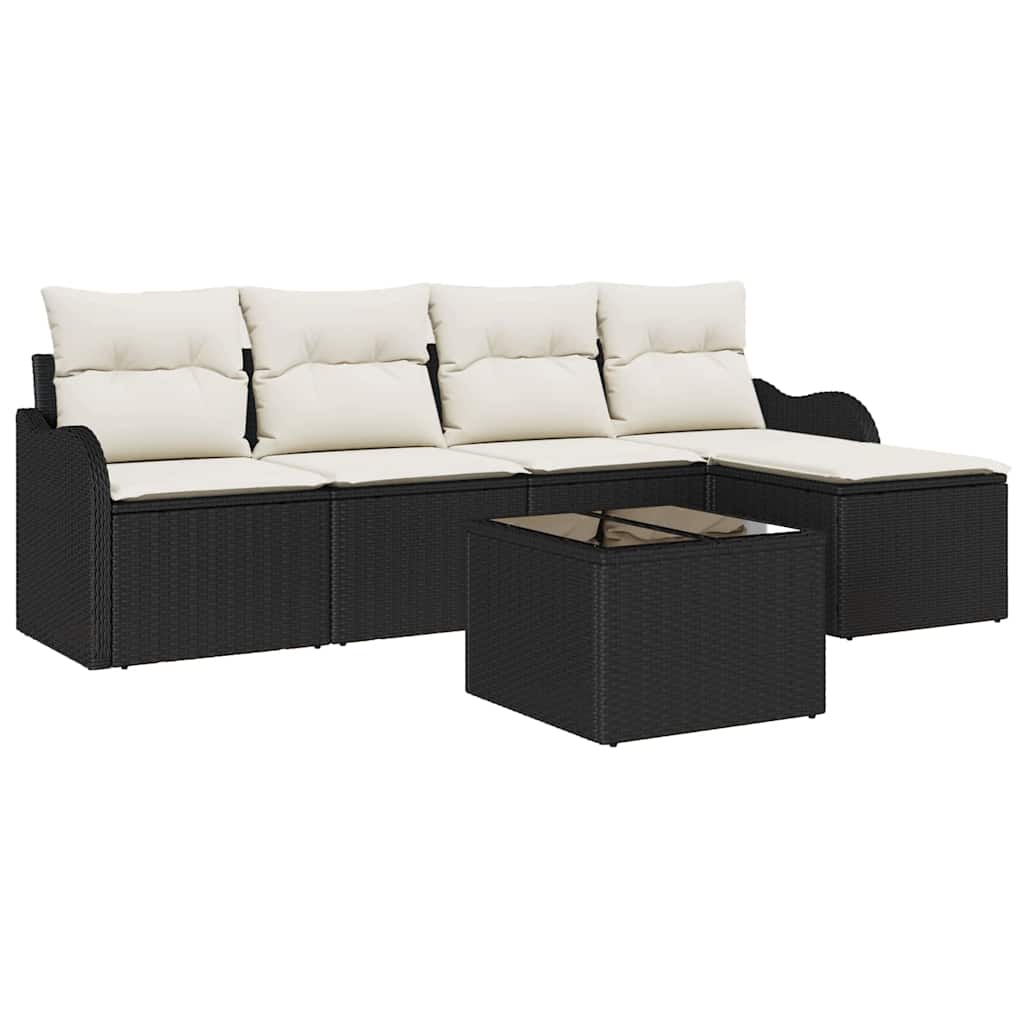 Havesofa Sæt 6 stk. Sort og Hvid polyrattan