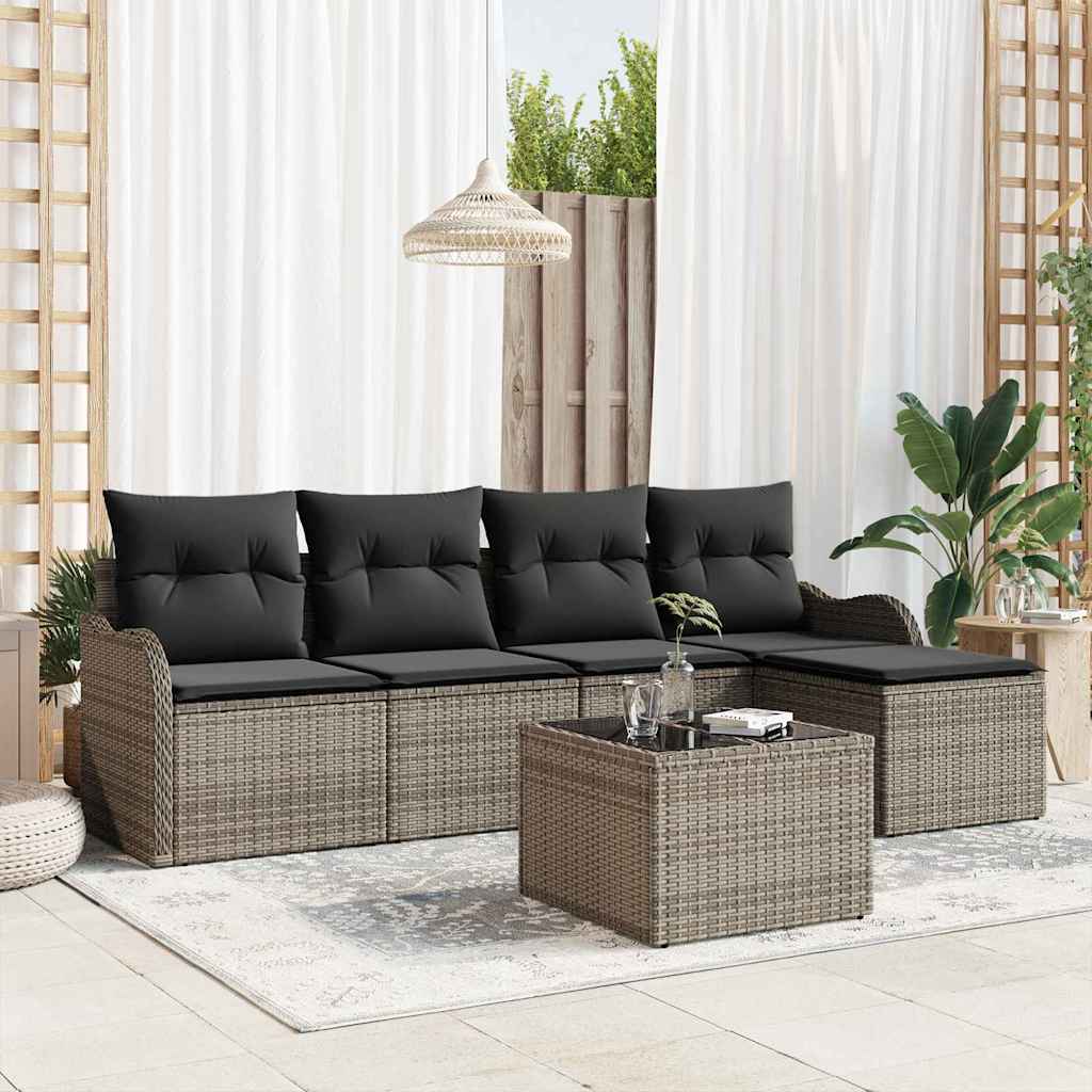 Havesofa Sæt 6 stk. Grå polyrattan