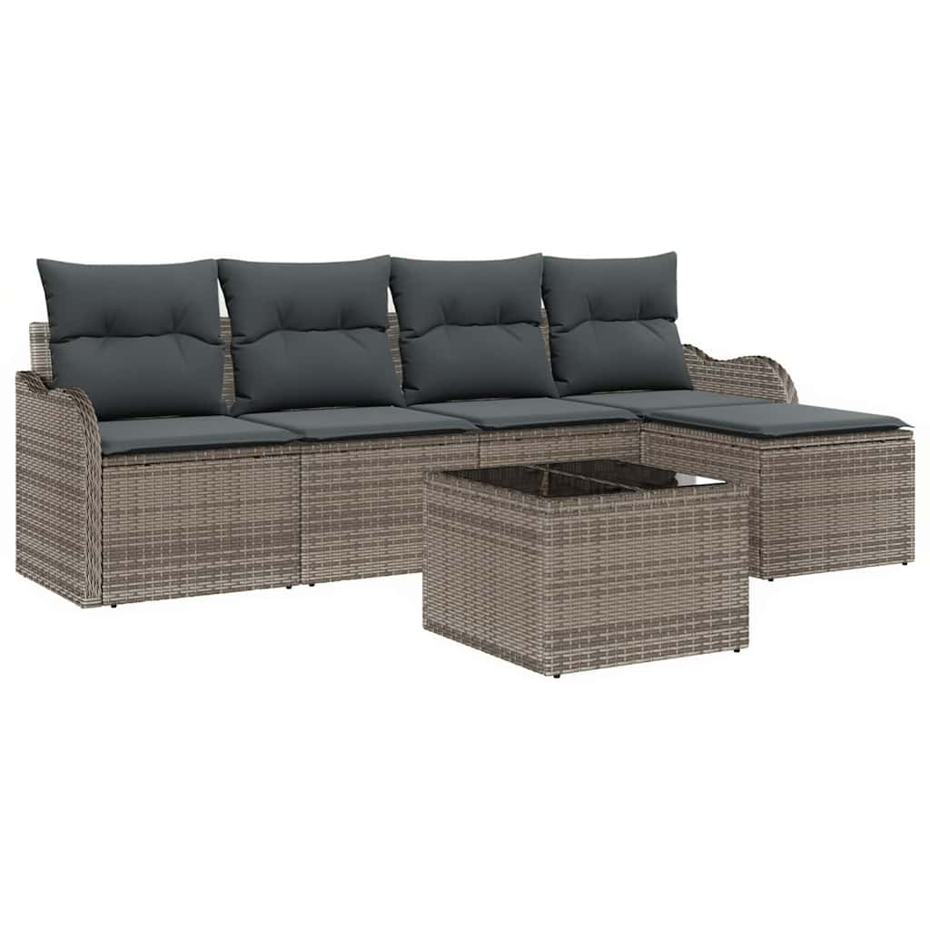 Havesofa Sæt 6 stk. Grå polyrattan