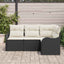 Havesofa Sæt 4 stk. Sort polyrattan