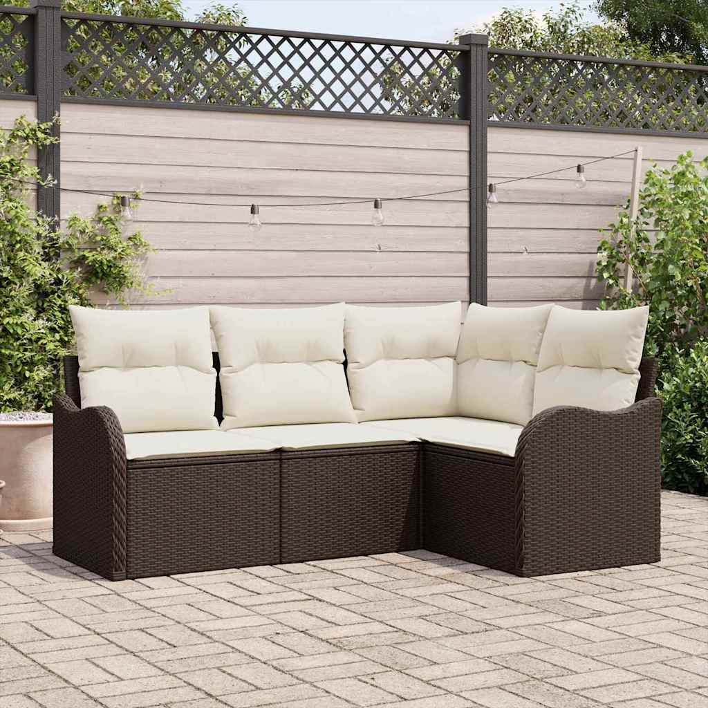 Havesofa Sæt 4 stk. Brun polyrattan
