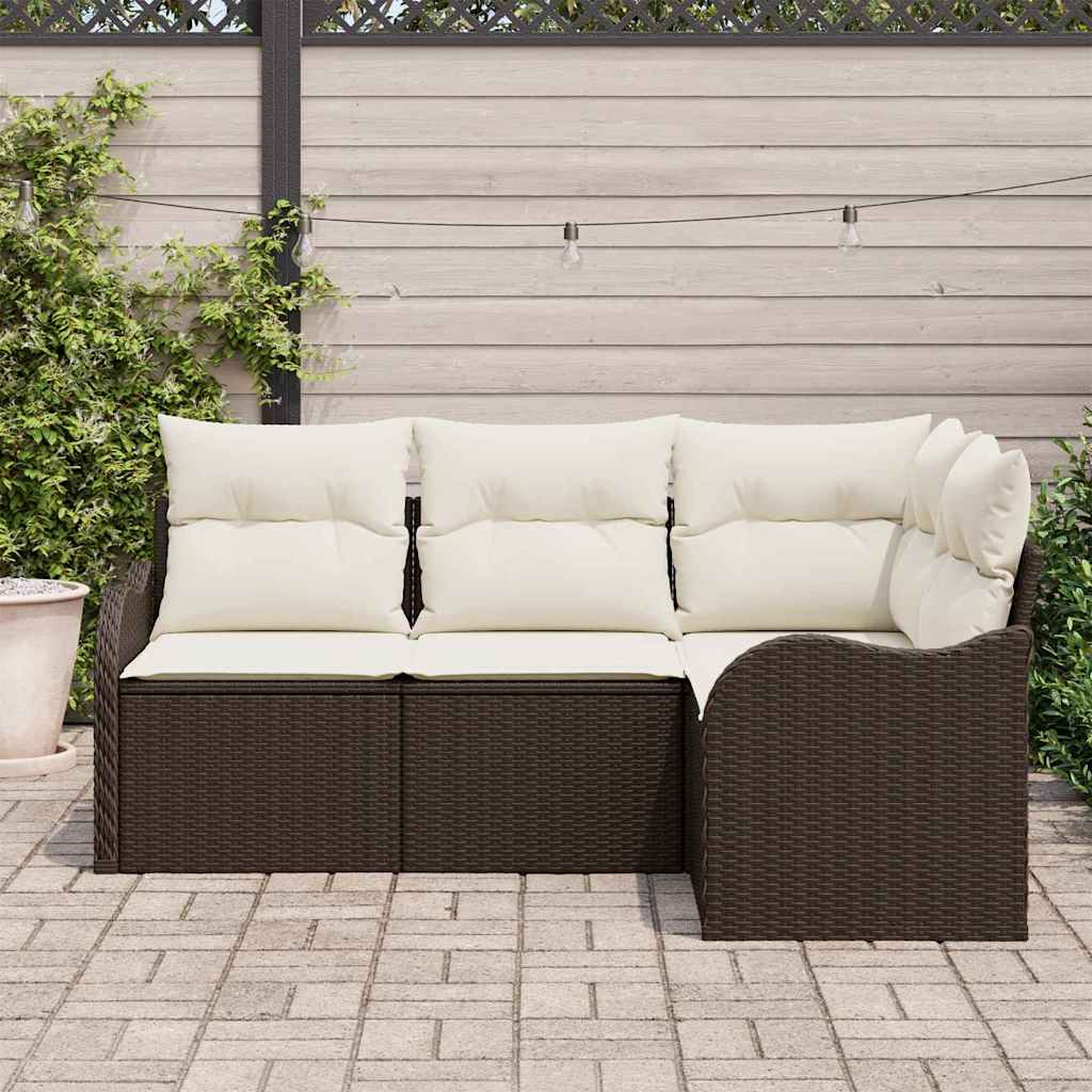 Havesofa Sæt 4 stk. Brun polyrattan