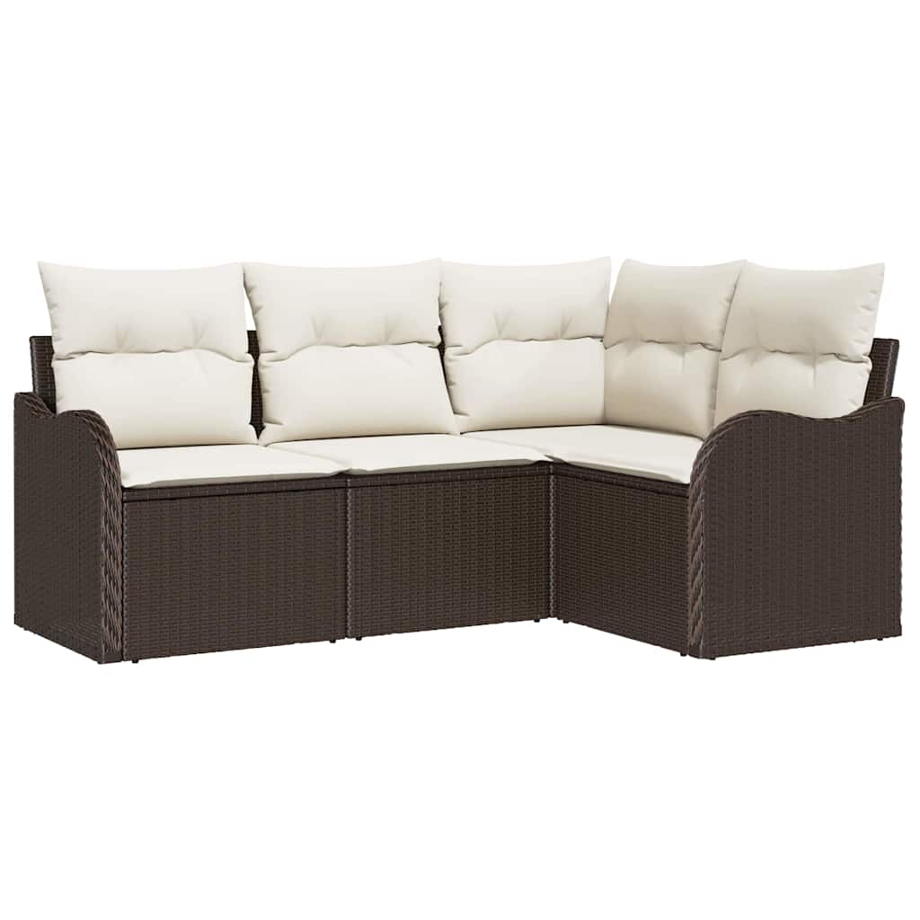 Havesofa Sæt 4 stk. Brun polyrattan