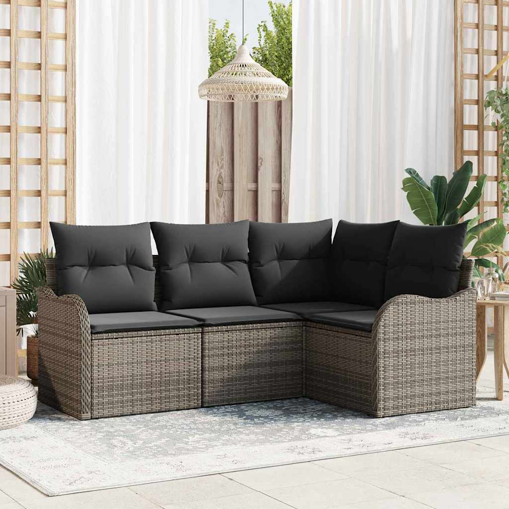 Havesofa Sæt 4 stk. Grå polyrattan