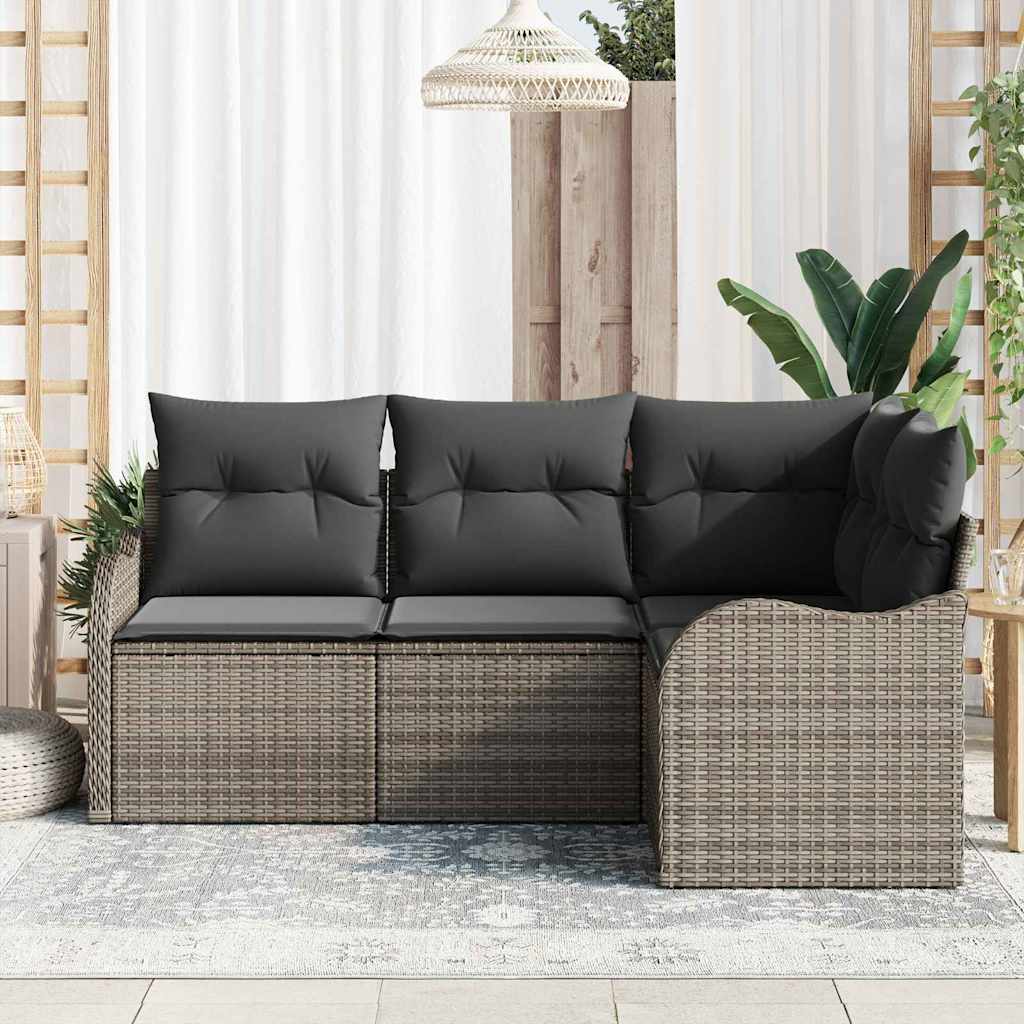 Havesofa Sæt 4 stk. Grå polyrattan