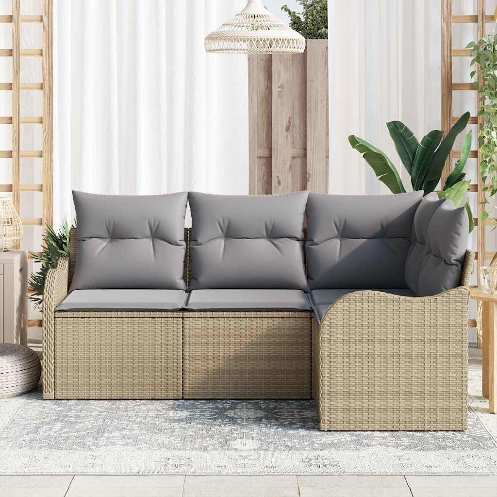 Havesofa Sæt 4 stk. Beige polyrattan