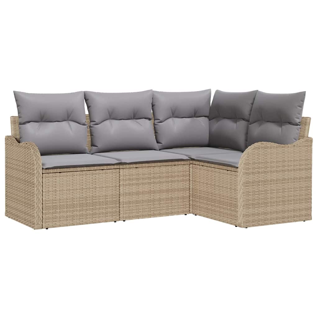 Havesofa Sæt 4 stk. Beige polyrattan