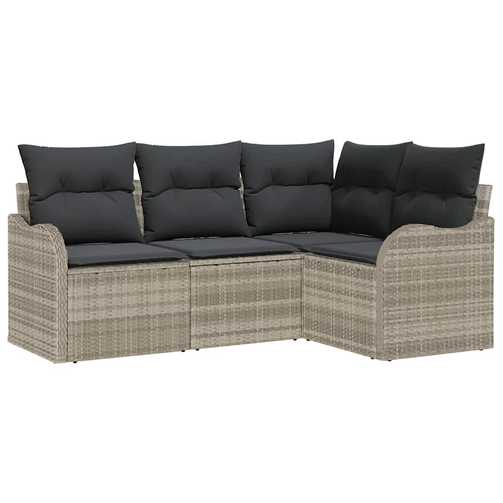 Havesofa Sæt 4 stk. Lysegrå polyrattan