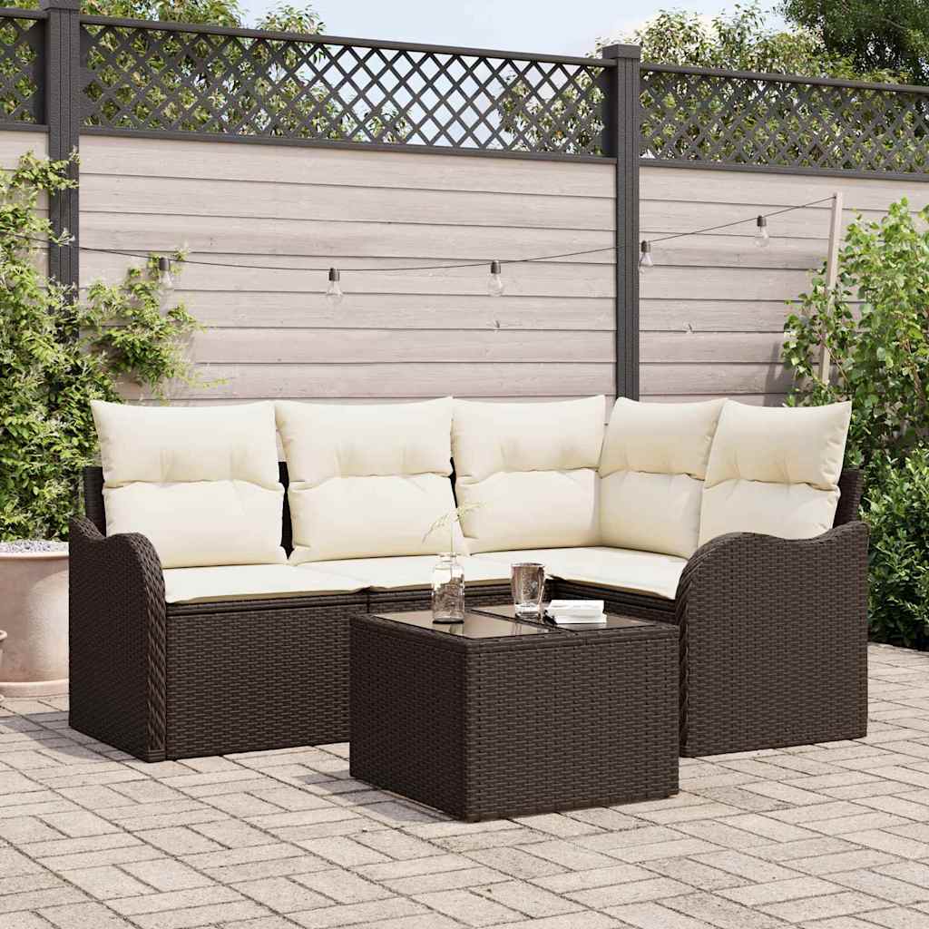 Havesofa Sæt 5 stk. Grå polyrattan