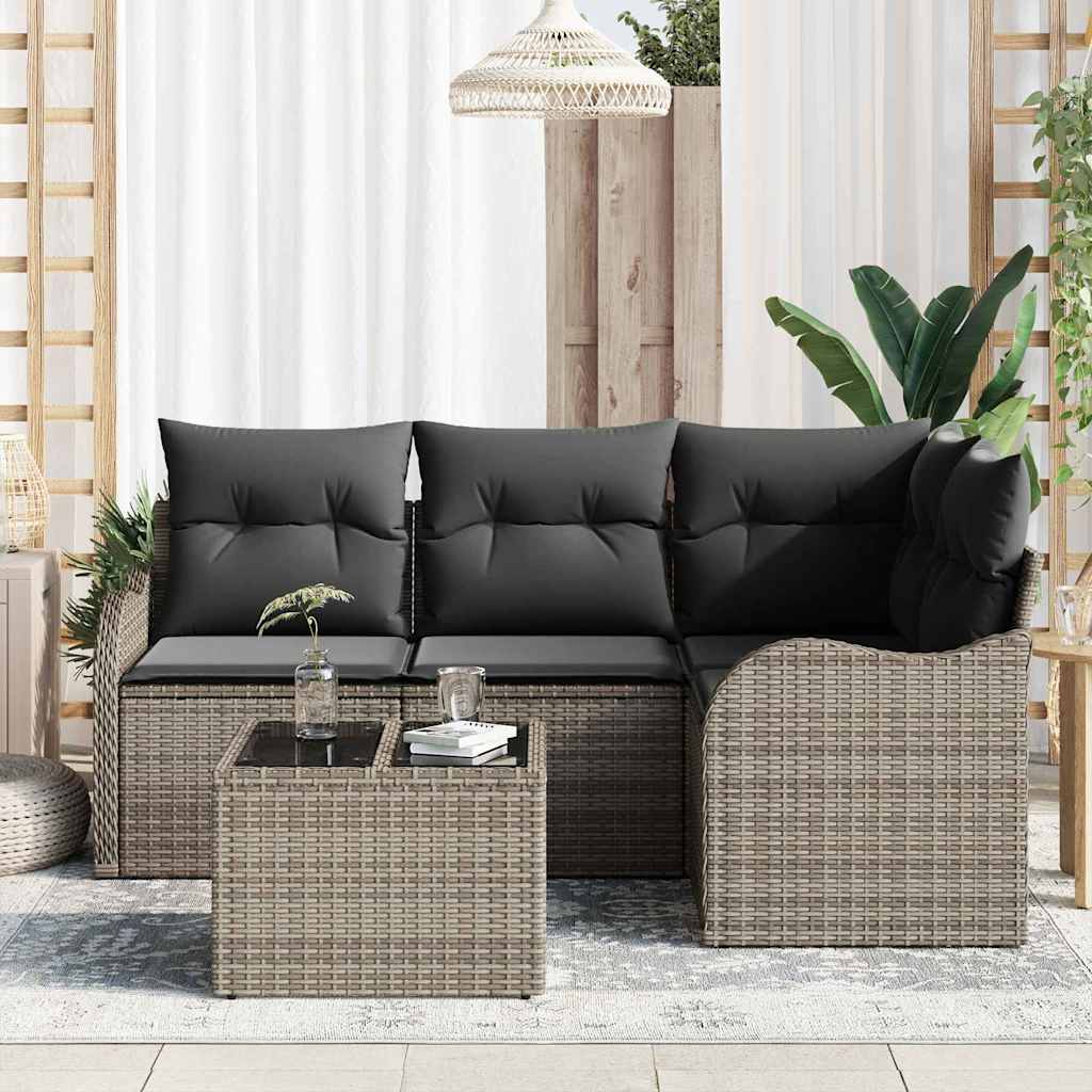 Havesofa Sæt 5 stk. Sort polyrattan