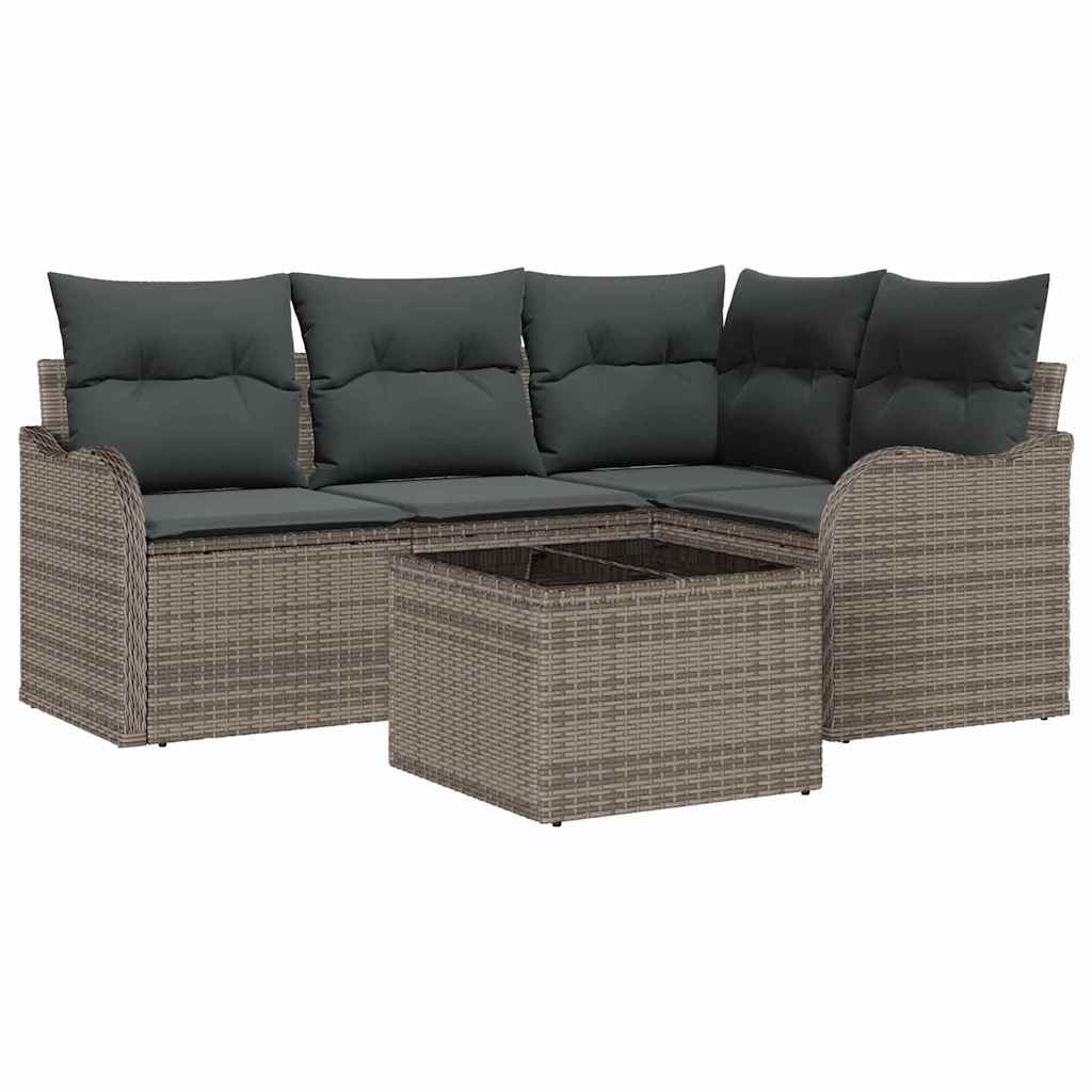 Havesofa Sæt 5 stk. Sort polyrattan