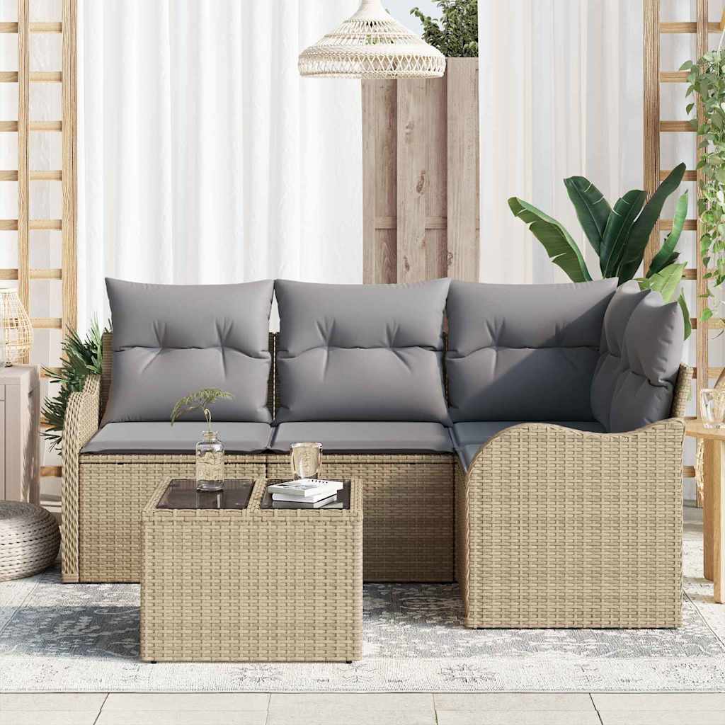 Havesofa Sæt 5 stk. Sort polyrattan
