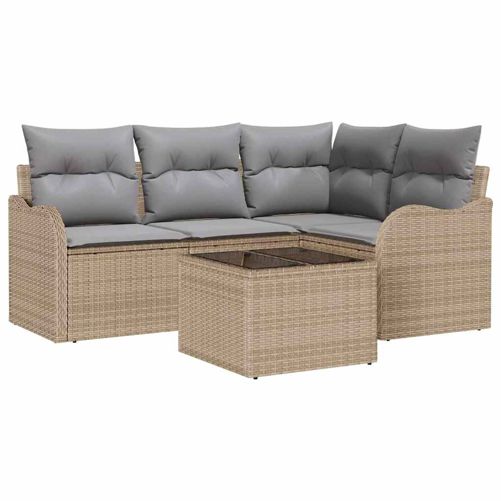 Havesofa Sæt 5 stk. Sort polyrattan