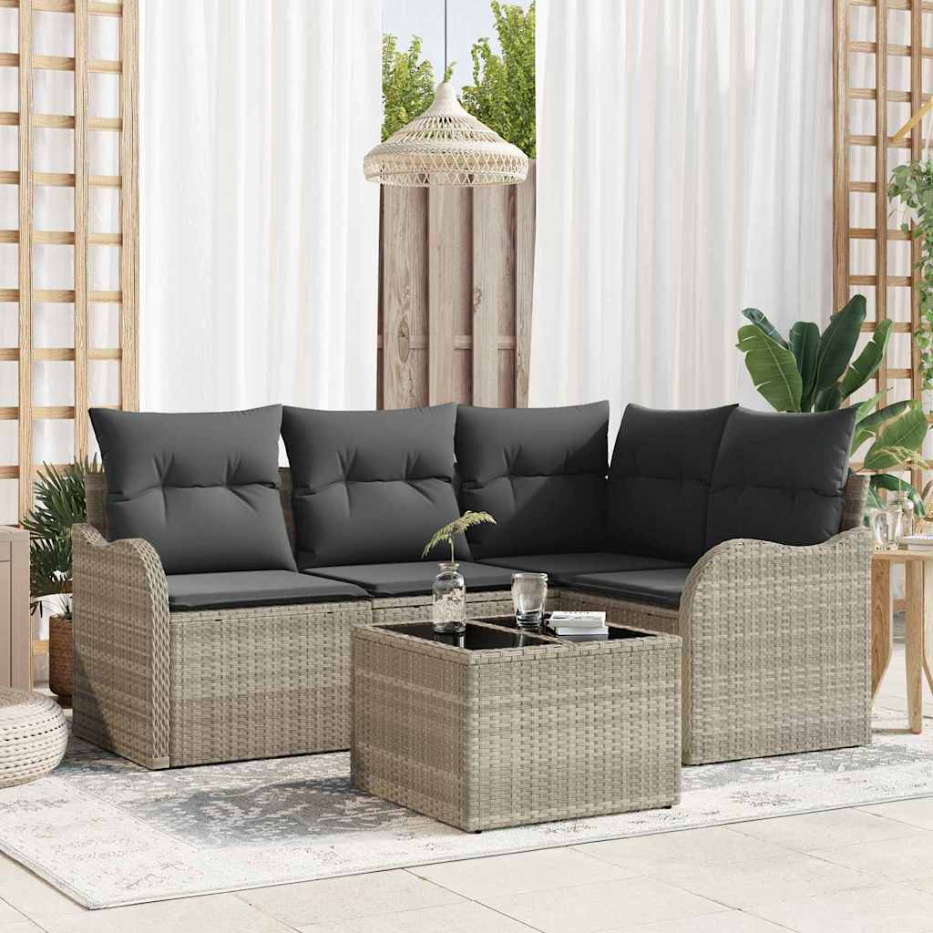 Havesofa Sæt 5 stk. Grå polyrattan
