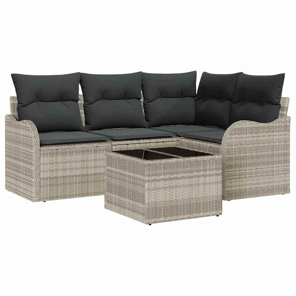 Havesofa Sæt 5 stk. Grå polyrattan