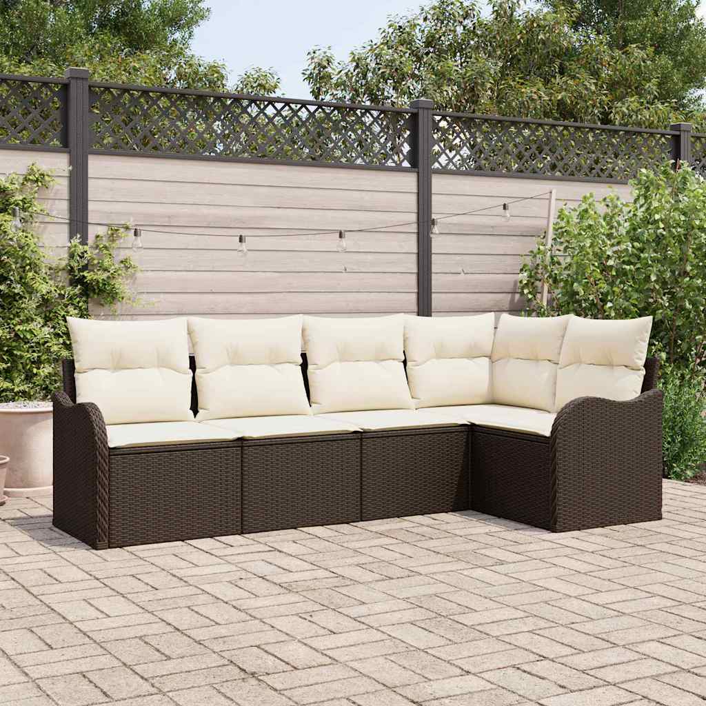 Havesofa Sæt 5 stk. Brun polyrattan