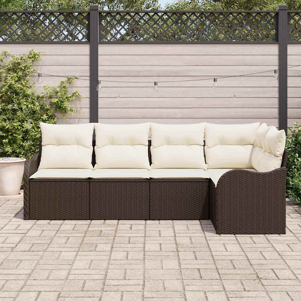 Havesofa Sæt 5 stk. Brun polyrattan
