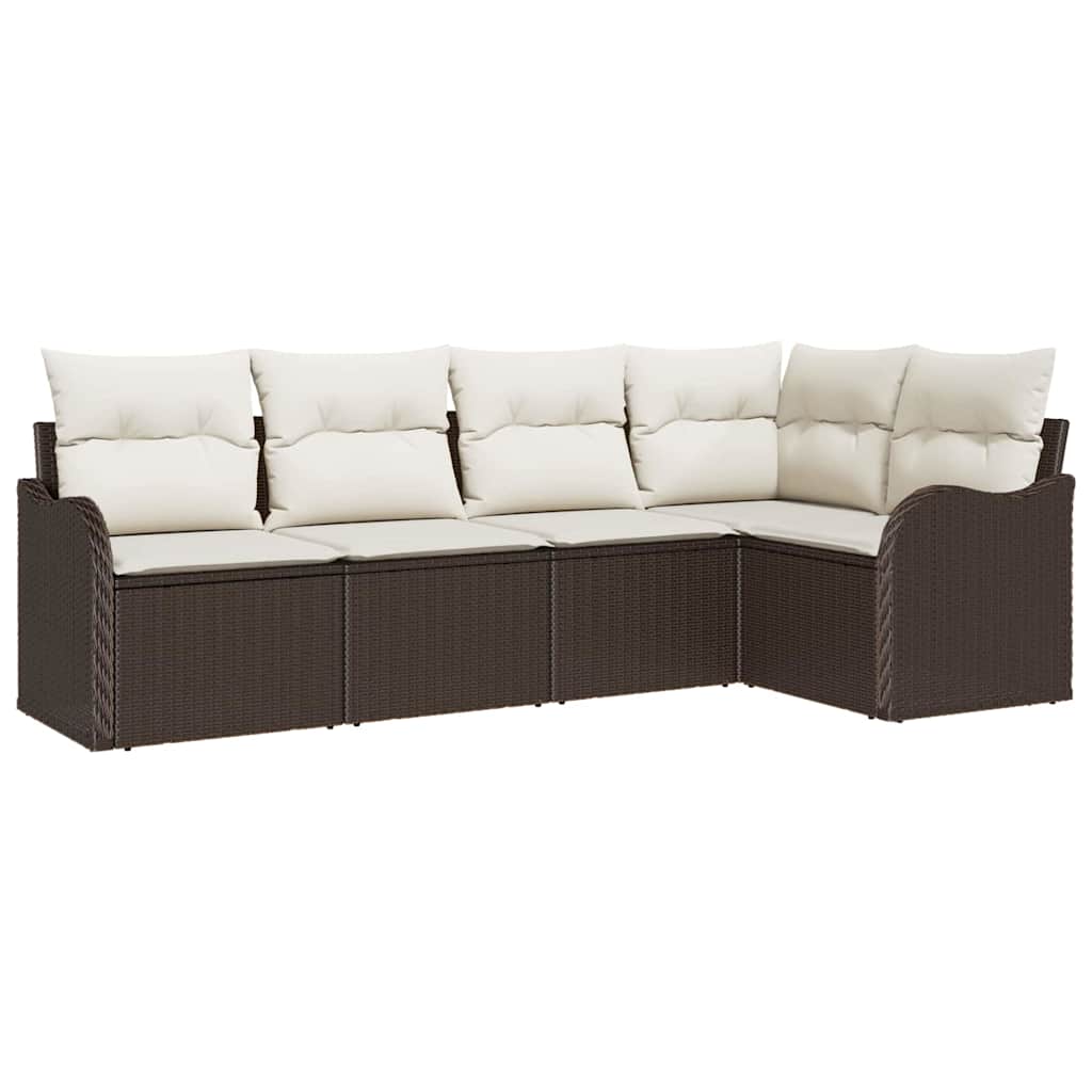Havesofa Sæt 5 stk. Brun polyrattan