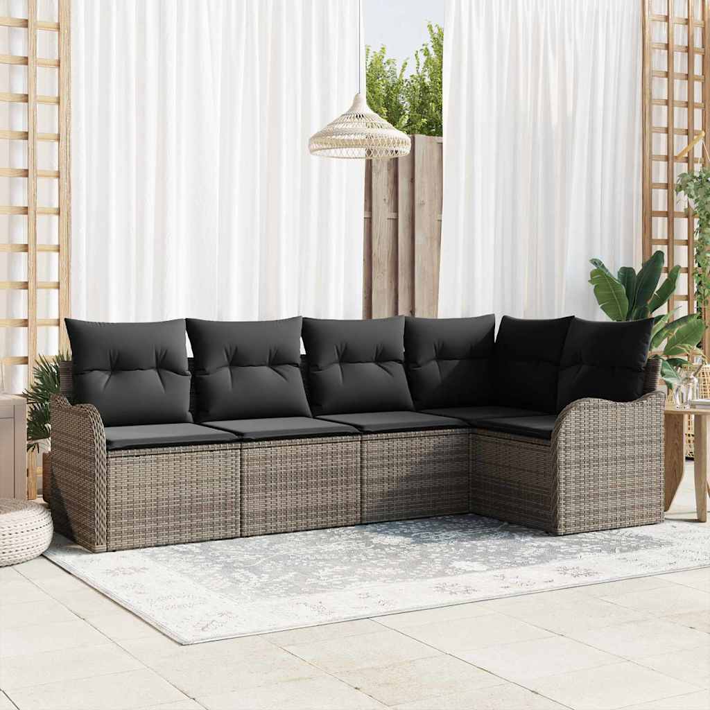 Havesofa Sæt 5 stk. Grå polyrattan