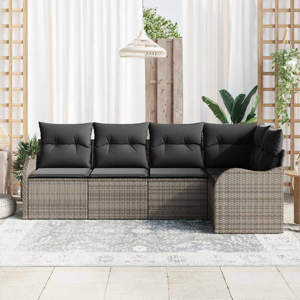 Havesofa Sæt 5 stk. Grå polyrattan