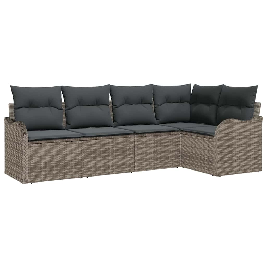 Havesofa Sæt 5 stk. Grå polyrattan