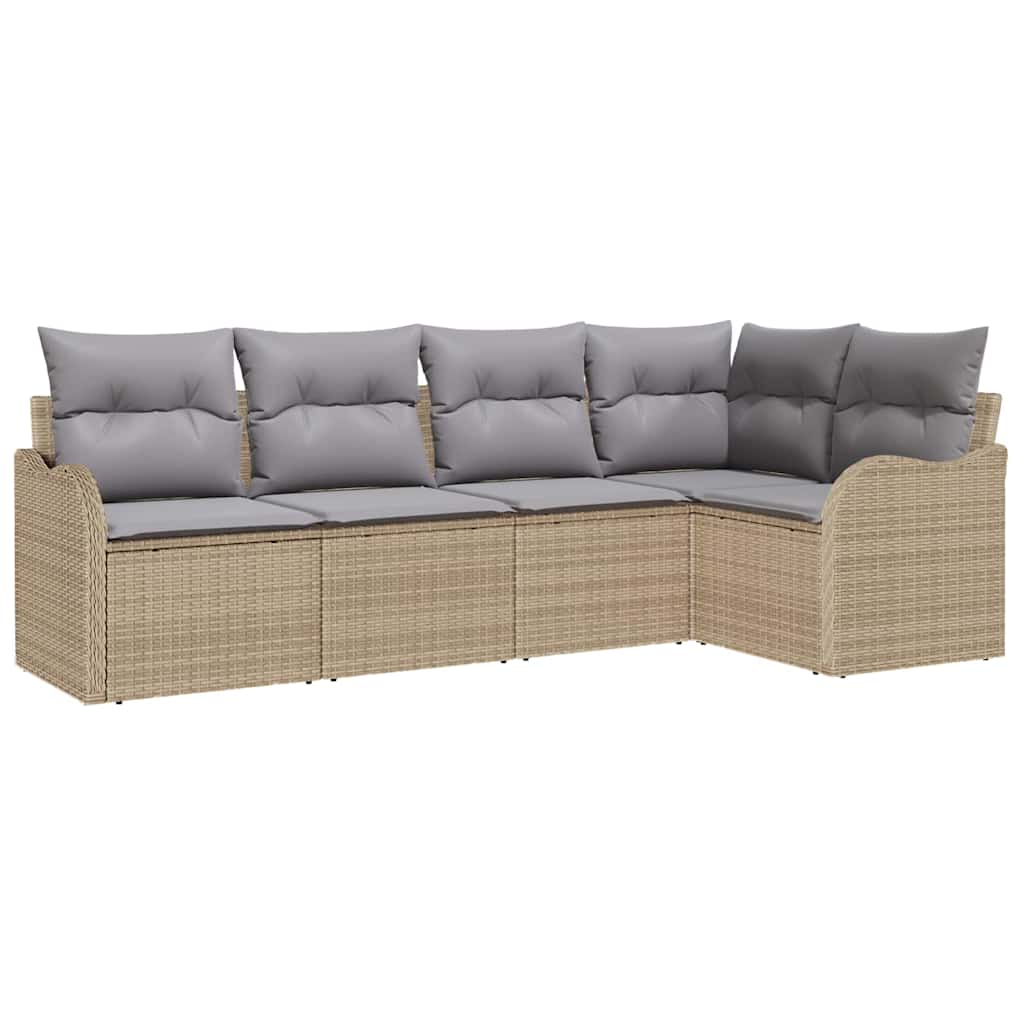 Havesofa Sæt 5 stk. Beige polyrattan