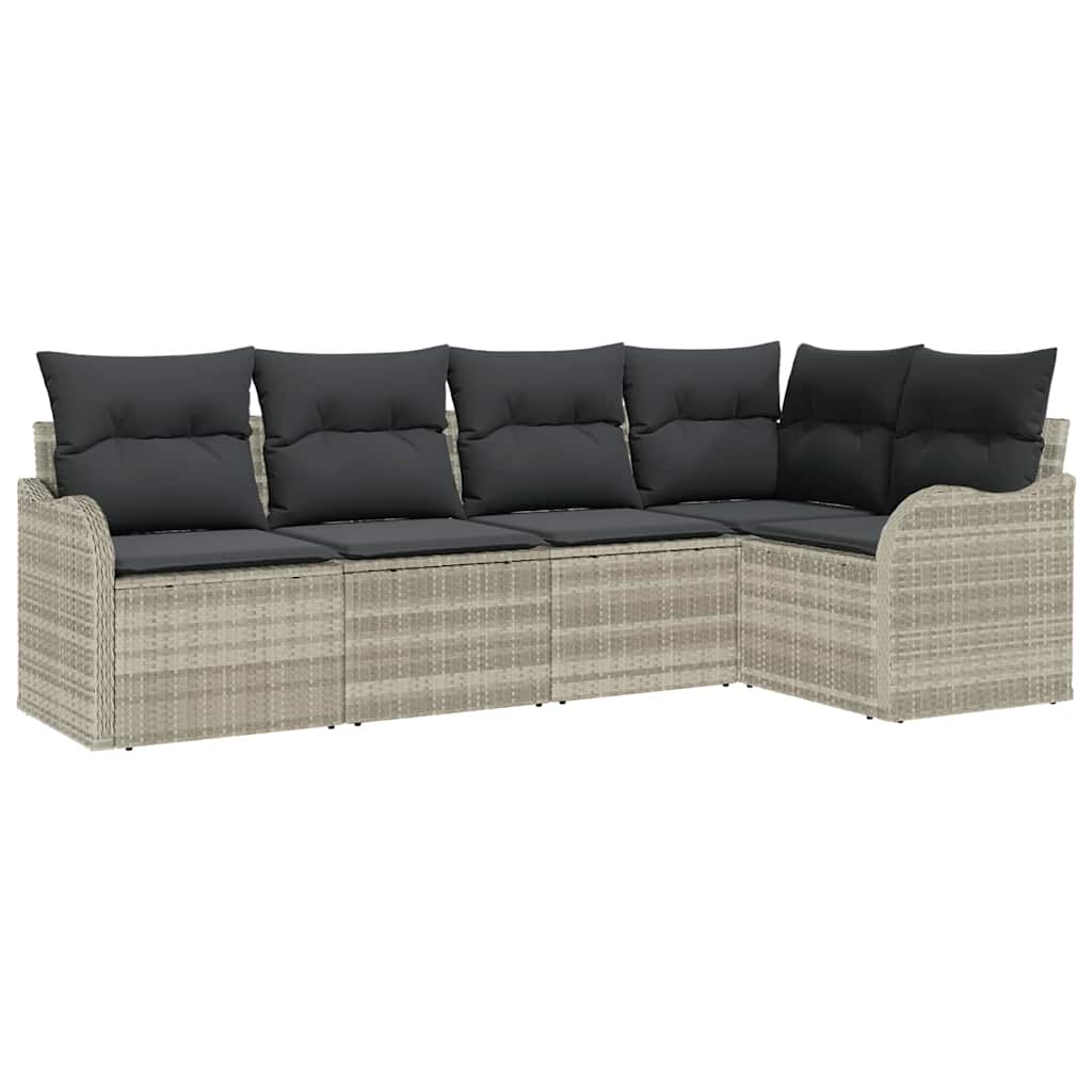 Havesofa Sæt 5 stk. Lysegrå polyrattan